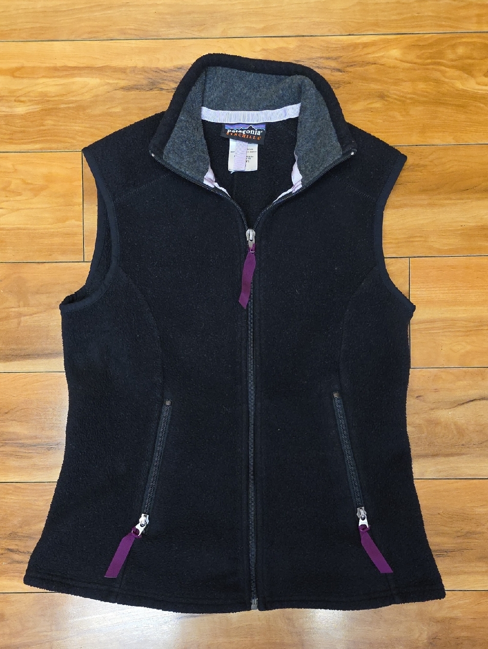 Patagonia Synchilla Vintage Sleeveless Zip Up Outdoor Fleece Vest Black Size XS